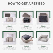 MEWOOFUN Orthopedic Pet Sofa - Supportive Bed For Small Medium Dogs & Cats, Anti-Slip Couch With Removable Cover, Grey, Large