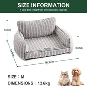 MEWOOFUN Orthopedic Pet Sofa - Supportive Bed For Small Medium Dogs & Cats, Anti-Slip Couch With Removable Cover, Grey, Large